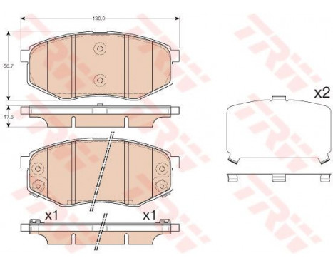 Kit de plaquettes de frein, frein à disque GDB3553 TRW