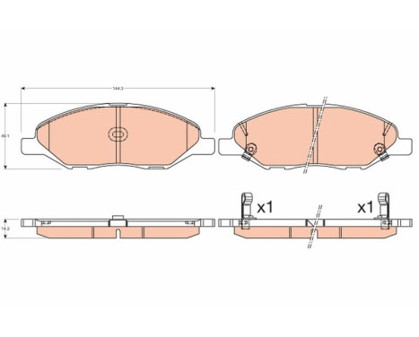 Kit de plaquettes de frein, frein à disque GDB3577 TRW