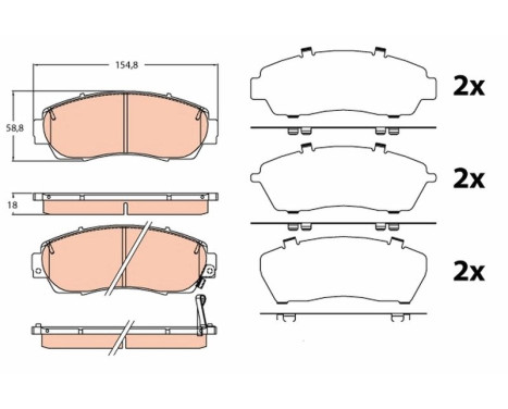 Kit de plaquettes de frein, frein à disque GDB3581 TRW, Image 2