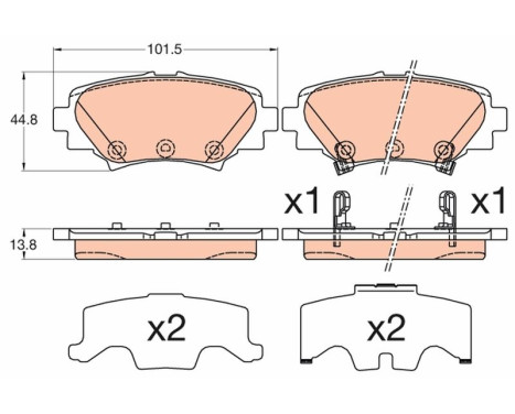 Kit de plaquettes de frein, frein à disque GDB3593 TRW