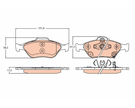 Kit de plaquettes de frein, frein à disque GDB3625 TRW, Image 2