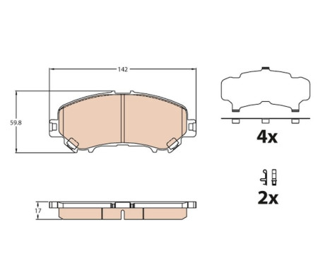 Kit de plaquettes de frein, frein à disque GDB3631 TRW