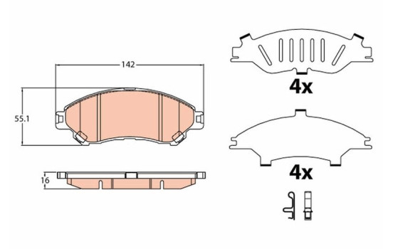 Kit de plaquettes de frein, frein à disque GDB3633 TRW, Image 2
