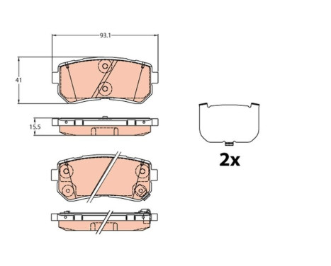 Kit de plaquettes de frein, frein à disque GDB3636 TRW, Image 2