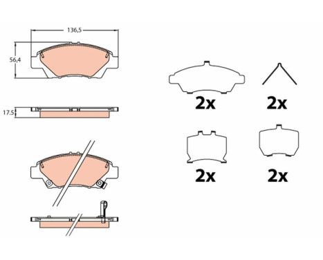 Kit de plaquettes de frein, frein à disque GDB3643 TRW