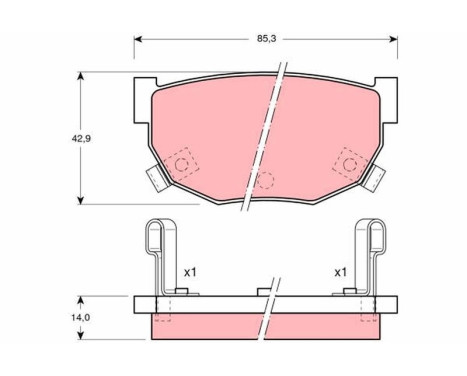 Kit de plaquettes de frein, frein à disque GDB368 TRW, Image 2