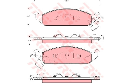 Kit de plaquettes de frein, frein à disque GDB4016 TRW