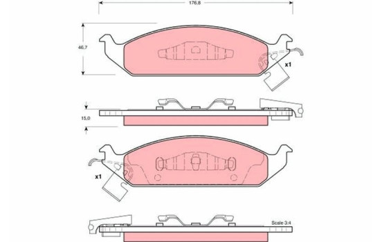Kit de plaquettes de frein, frein à disque GDB4016 TRW, Image 2