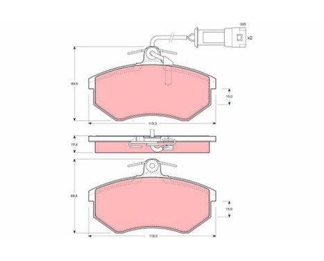 Kit de plaquettes de frein, frein à disque GDB404 TRW, Image 2