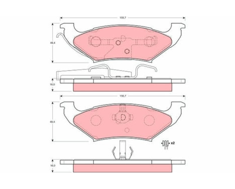 Kit de plaquettes de frein, frein à disque GDB4045 TRW, Image 2