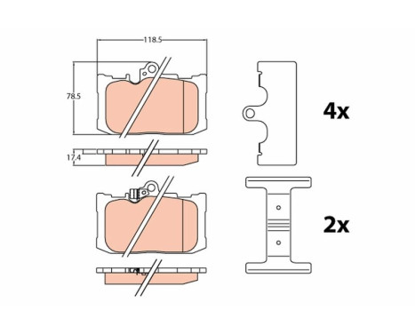 Kit de plaquettes de frein, frein à disque GDB4460 TRW