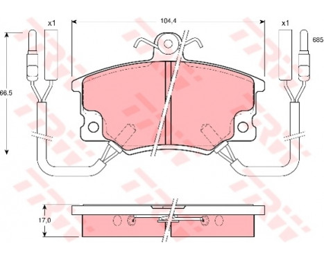 Kit de plaquettes de frein, frein à disque GDB457 TRW