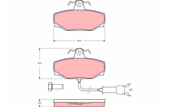 Kit de plaquettes de frein, frein à disque GDB462 TRW, Image 2