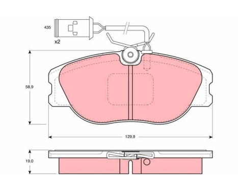 Kit de plaquettes de frein, frein à disque GDB483 TRW, Image 2