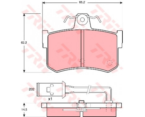 Kit de plaquettes de frein, frein à disque GDB486 TRW