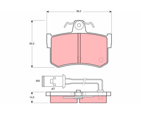 Kit de plaquettes de frein, frein à disque GDB486 TRW, Image 2