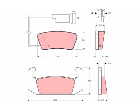 Kit de plaquettes de frein, frein à disque GDB555 TRW