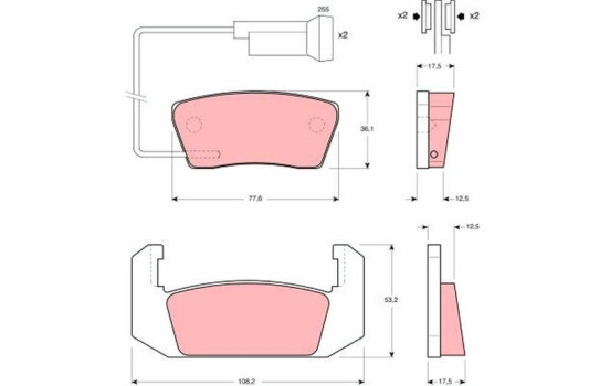 Kit de plaquettes de frein, frein à disque GDB555 TRW