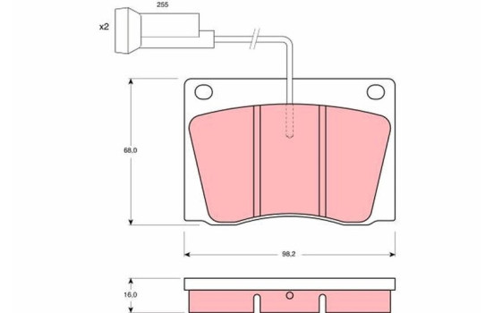 Kit de plaquettes de frein, frein à disque GDB569 TRW, Image 2