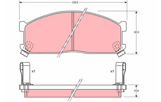 Kit de plaquettes de frein, frein à disque GDB737 TRW, Image 2