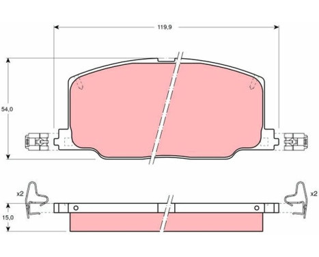 Kit de plaquettes de frein, frein à disque GDB798 TRW, Image 2