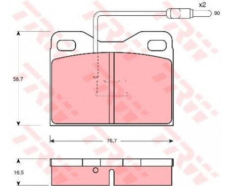 Kit de plaquettes de frein, frein à disque GDB909 TRW, Image 2