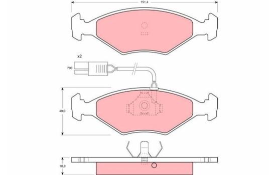 Kit de plaquettes de frein, frein à disque GDB960 TRW, Image 2
