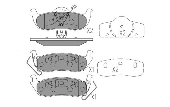 Kit de plaquettes de frein, frein à disque KBP-6606 Kavo parts