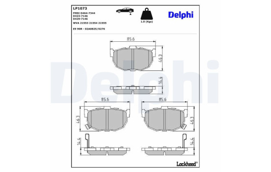 Kit de plaquettes de frein, frein à disque LP1073 Delphi