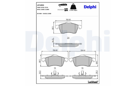 Kit de plaquettes de frein, frein à disque LP1092 Delphi, Image 3