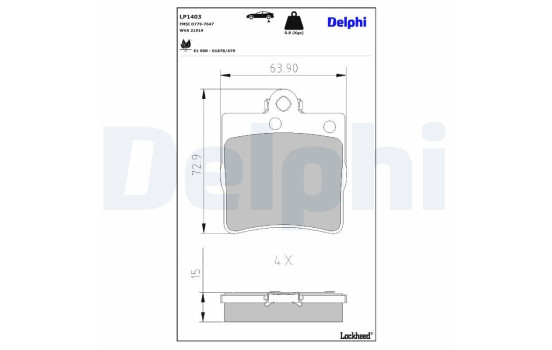 Kit de plaquettes de frein, frein à disque LP1403 Delphi, Image 3