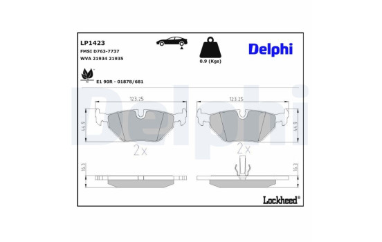 Kit de plaquettes de frein, frein à disque LP1423 Delphi, Image 3