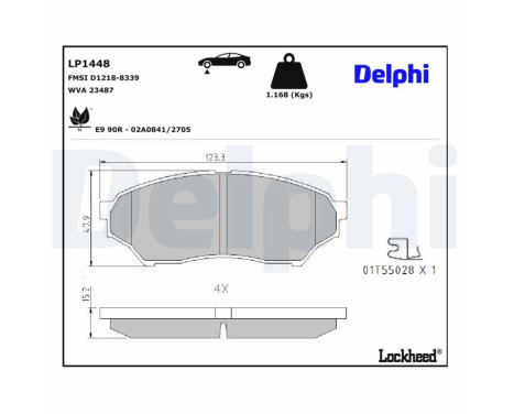 Kit de plaquettes de frein, frein à disque LP1448 Delphi