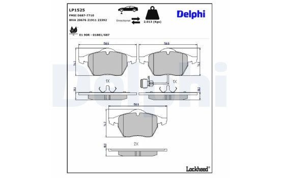 Kit de plaquettes de frein, frein à disque LP1525 Delphi, Image 4