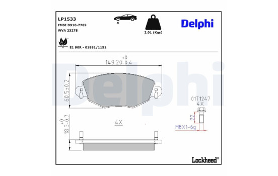 Kit de plaquettes de frein, frein à disque LP1533 Delphi, Image 3