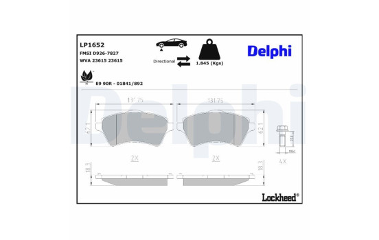 Kit de plaquettes de frein, frein à disque LP1652 Delphi, Image 3