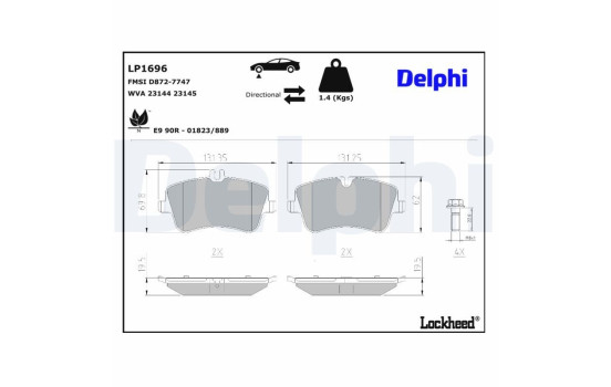 Kit de plaquettes de frein, frein à disque LP1696 Delphi, Image 3