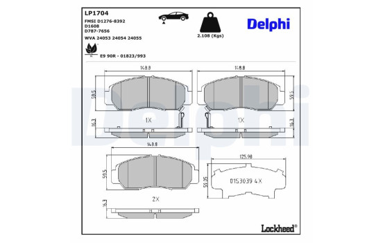 Kit de plaquettes de frein, frein à disque LP1704 Delphi, Image 3