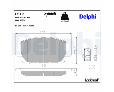 Kit de plaquettes de frein, frein à disque LP1711 Delphi