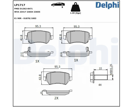 Kit de plaquettes de frein, frein à disque LP1717 Delphi, Image 2