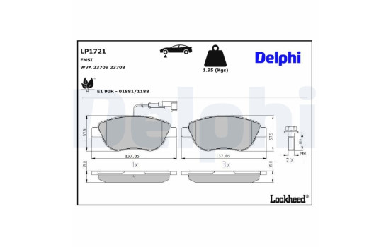 Kit de plaquettes de frein, frein à disque LP1721 Delphi, Image 4