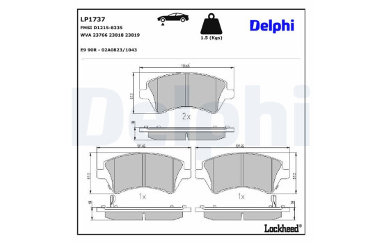 Kit de plaquettes de frein, frein à disque LP1737 Delphi, Image 3
