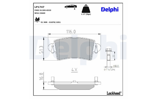 Kit de plaquettes de frein, frein à disque LP1747 Delphi, Image 4