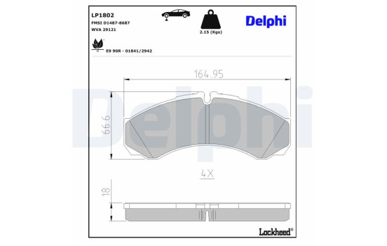 Kit de plaquettes de frein, frein à disque LP1802 Delphi, Image 3