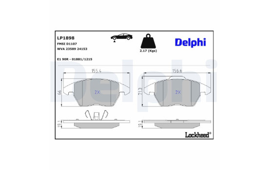 Kit de plaquettes de frein, frein à disque LP1898 Delphi, Image 4