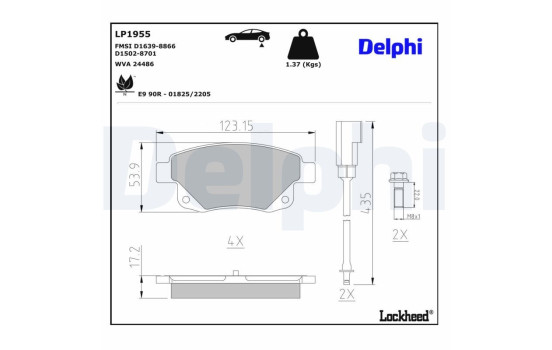 Kit de plaquettes de frein, frein à disque LP1955 Delphi, Image 4