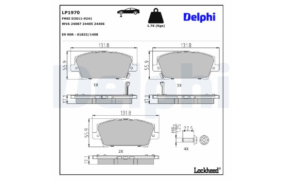 Kit de plaquettes de frein, frein à disque LP1970 Delphi, Image 3