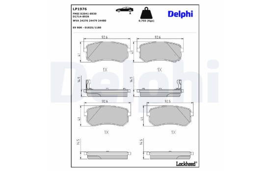 Kit de plaquettes de frein, frein à disque LP1976 Delphi, Image 3