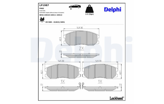 Kit de plaquettes de frein, frein à disque LP1987 Delphi, Image 3