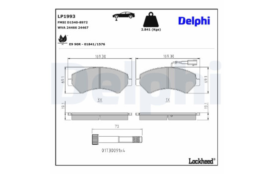 Kit de plaquettes de frein, frein à disque LP1993 Delphi, Image 4